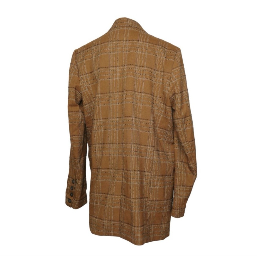 Free people plaid‎ linen Up Town Girl rust Brown Plaid Jacket blazer size large - Picture 8 of 11